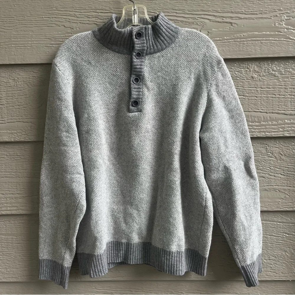 Luca Nobili Italy Men XL Pullover Button Sweater Gray Wool Blend 46